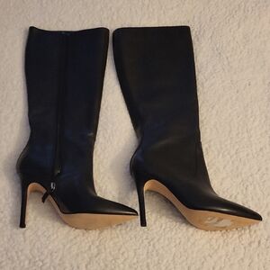 Halston Heritage Amanda Boots Black Leather Stiletto Size 9